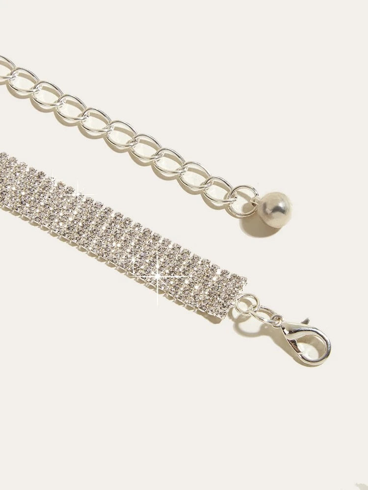 Silver Rhinestones Dress Belt