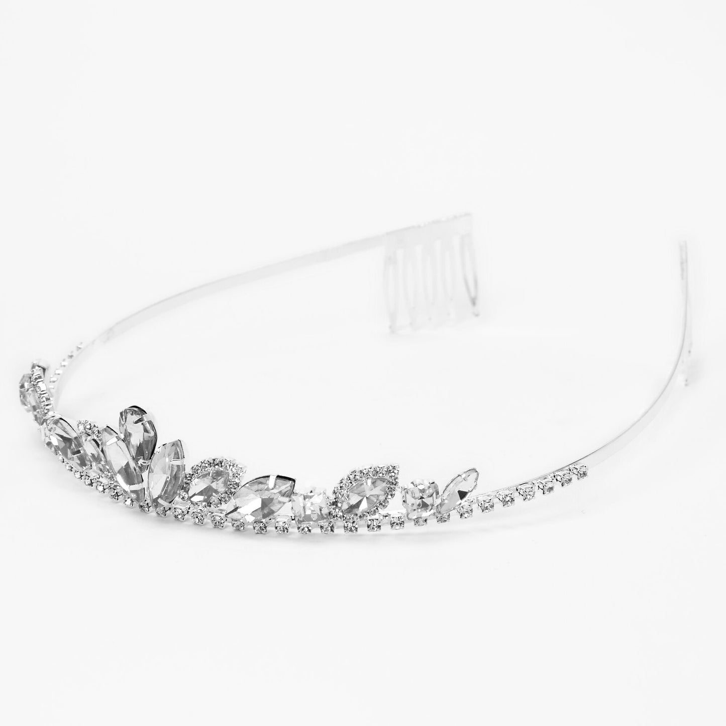 Silver Rhinestone Leaf Tiara
