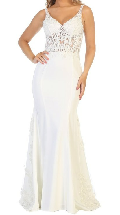 Lace With Embellished Long Wedding Dress