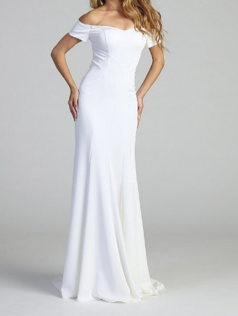 Cap-Sleeves Long Wedding Dress