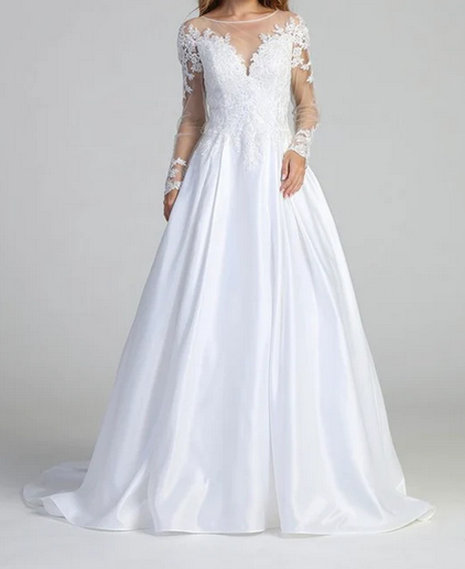 Lace Long Sleeves Long Wedding Dress