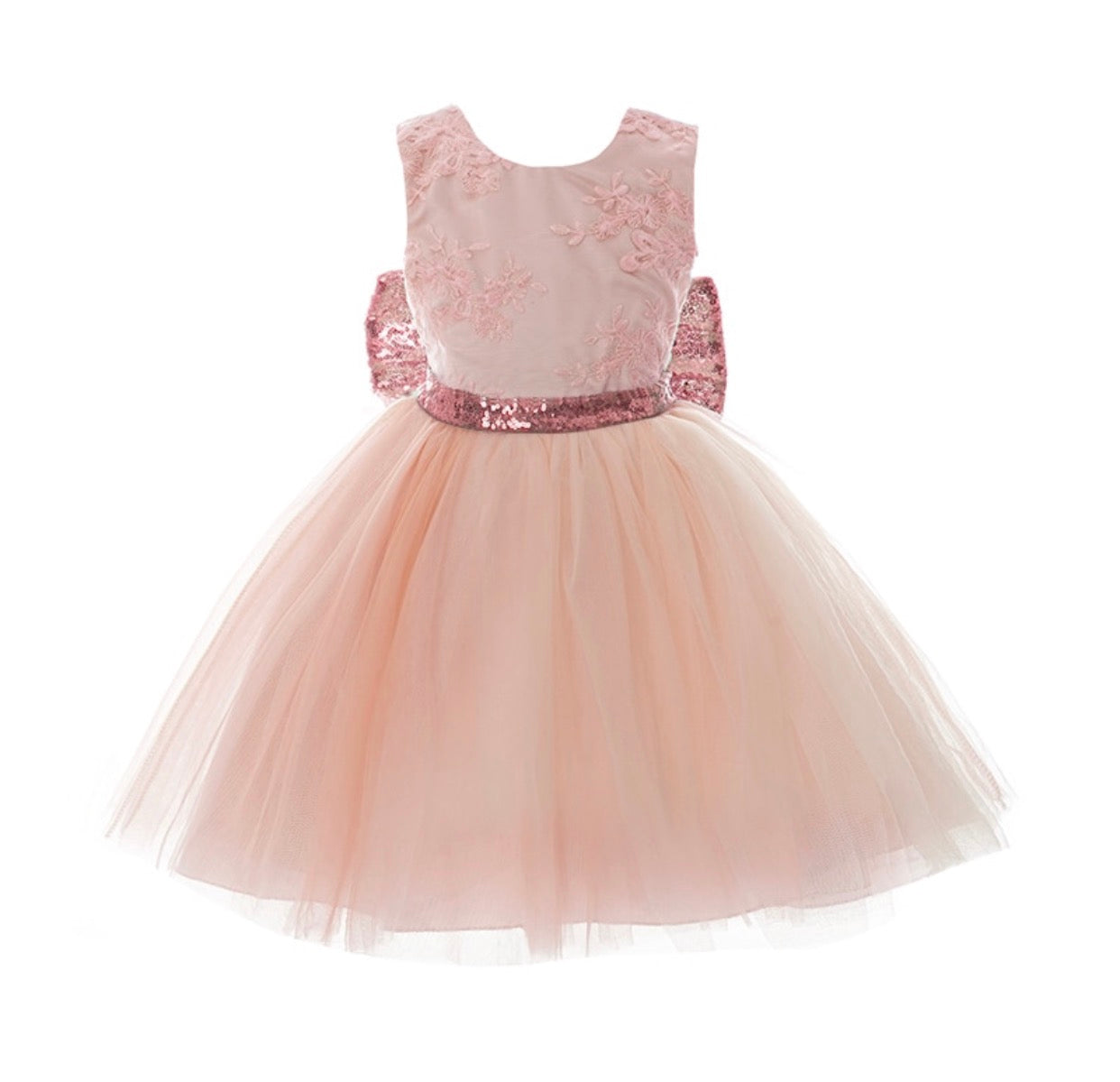 Toddler Fancy Sequins Belt And Bow Party Dress