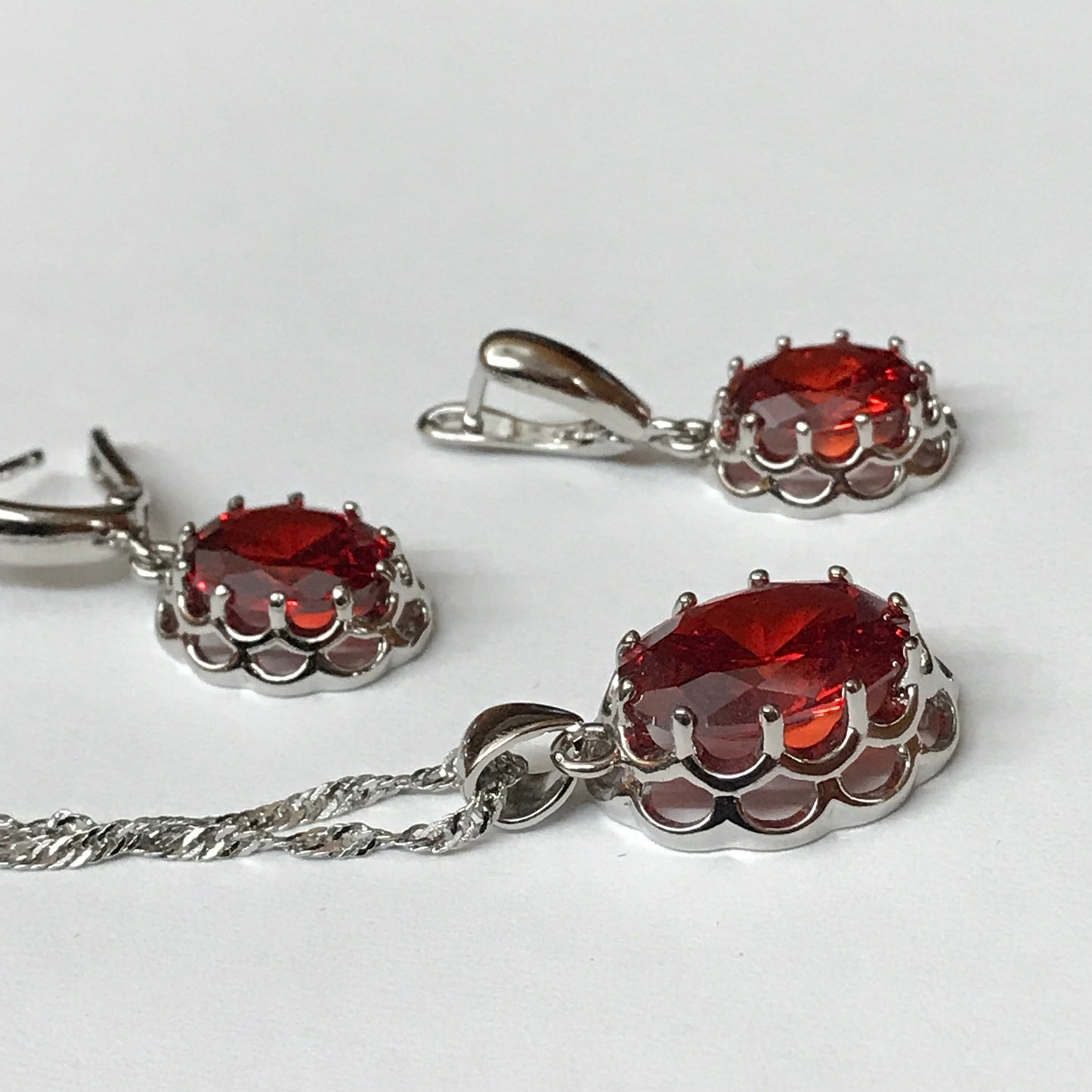 Lab Created Ruby Sterling Silver 925 Jewelry Sets